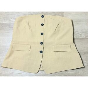 Kenneth Cole Chai Beige Strapless Button-Front Top | W XXL | NWT Minimal Chic